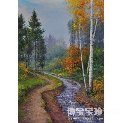 解玉宝《溪边的树》油画 类别: 风景油画J