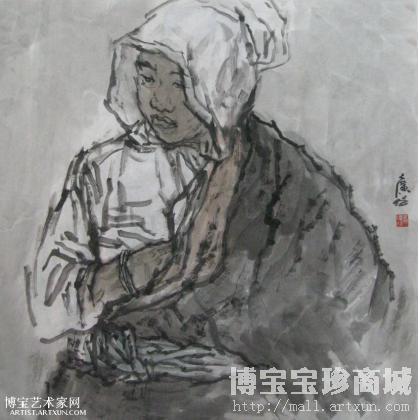 藏娃 写意人物画 史广信作品 类别: 写意人物画