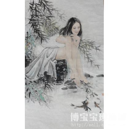 姜翠芳 戏水图 类别: 国画人物作品