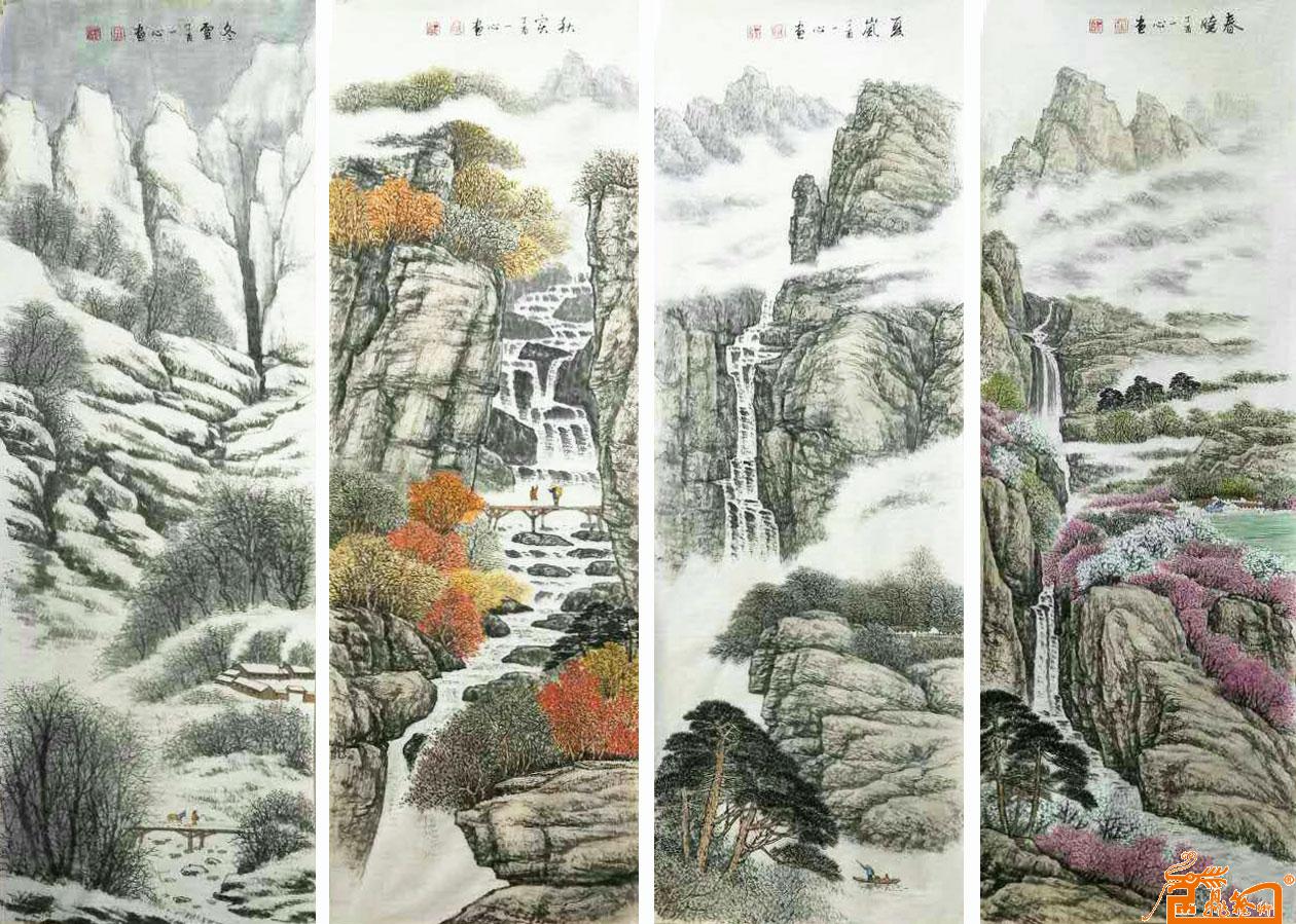 国画山水四条屏，每幅1500元正，一套6000元正